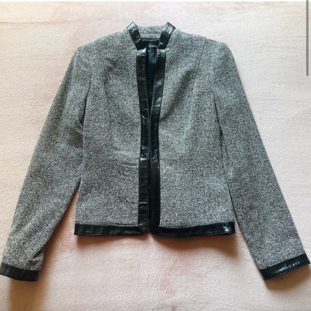 Bebe Wool Leather Chain Blazer